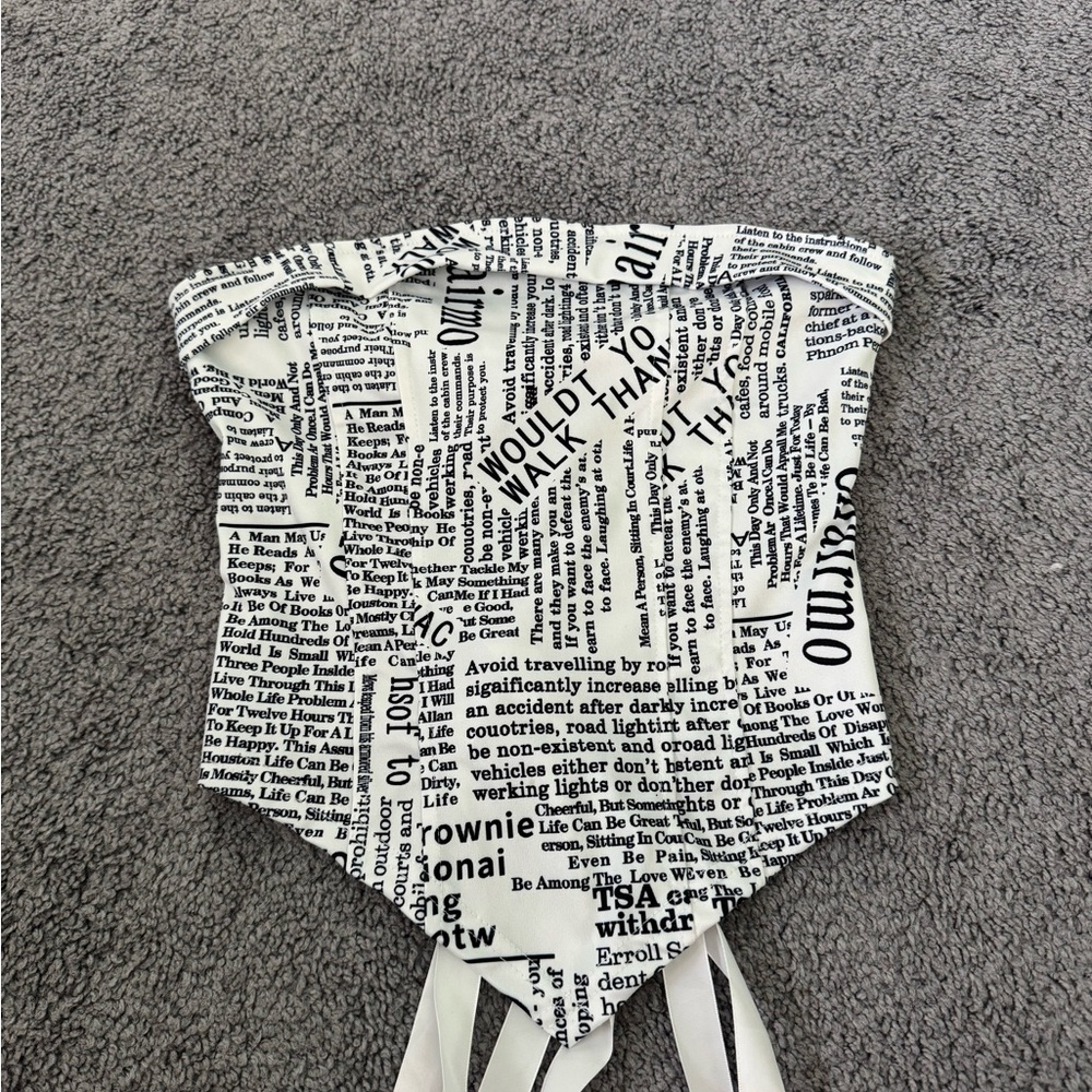 Black and White Text Print Corset Top
